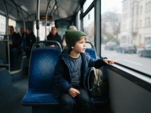 Kind alleine Bus fahren